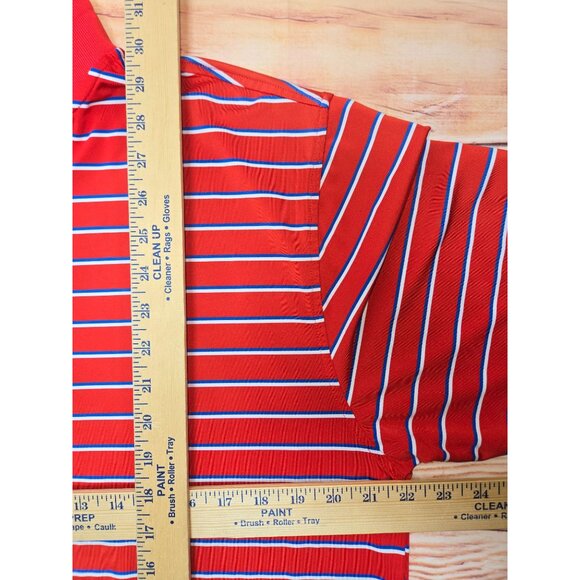 Footjoy FJ Mens Red Striped Lisle Polo Medium - Picture 7 of 7